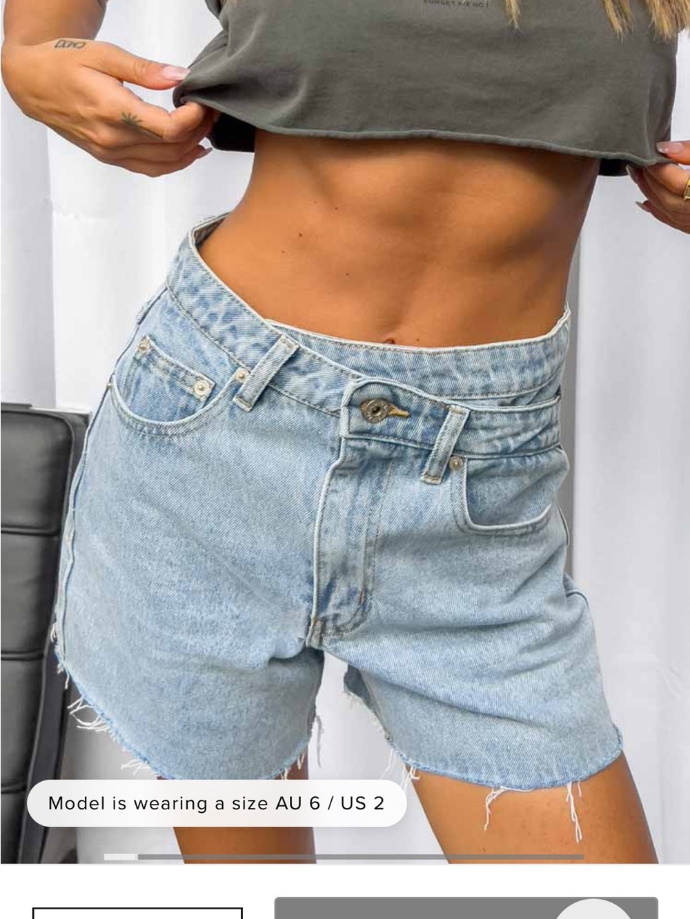 Beginning Boutique Sundae Blue Denim Asymmetric Shorts